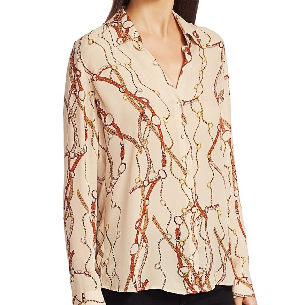 Nina Belt Print Silk Blouse from L'AGENCE - Picture 2 of 9